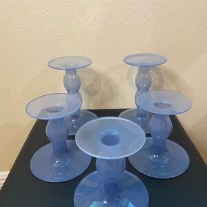Set of Blue Candle Holders